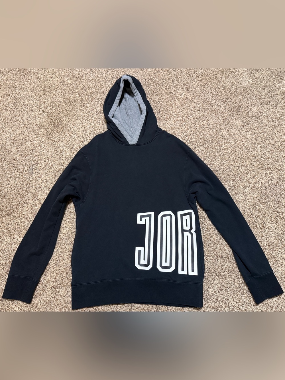 Jordan Black Heavyweight Graphic Cotton Hoodie Mens Small